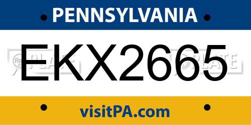 EKX2665 Pennsylvania License Plate
