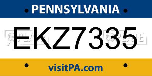 EKZ7335 Pennsylvania License Plate
