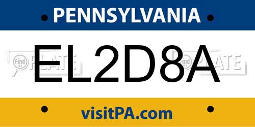 EL2D8A Pennsylvania License Plate