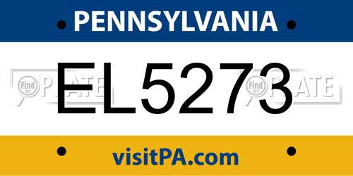 EL5273 Pennsylvania License Plate