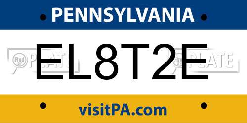 EL8T2E Pennsylvania License Plate