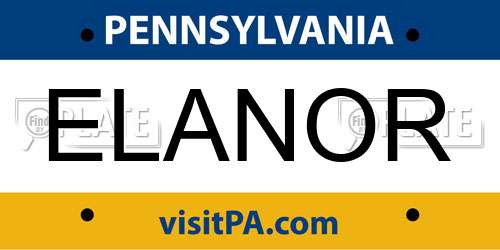 ELANOR Pennsylvania License Plate