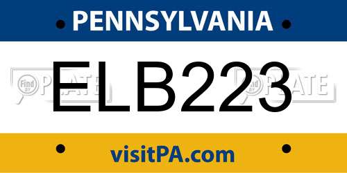 ELB223 Pennsylvania License Plate
