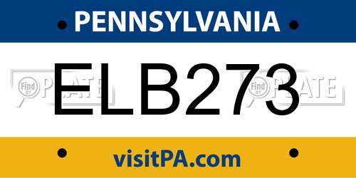 ELB273 Pennsylvania License Plate