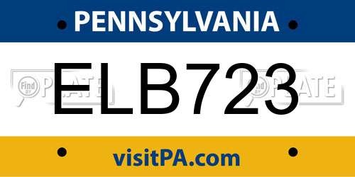 ELB723 Pennsylvania License Plate