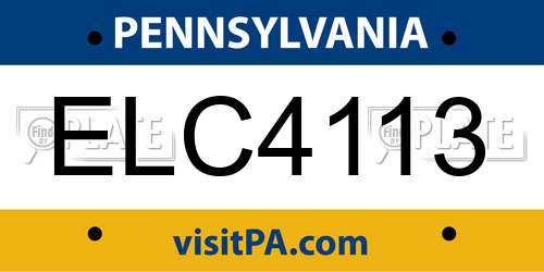 ELC4113 Pennsylvania License Plate