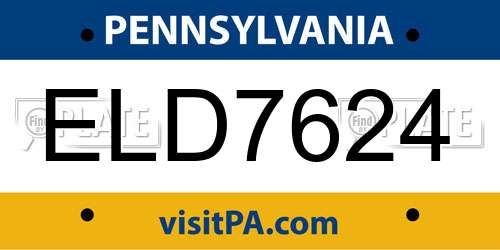 ELD7624 Pennsylvania License Plate