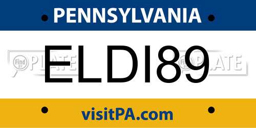 ELDI89 Pennsylvania License Plate