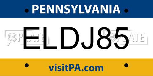 ELDJ85 Pennsylvania License Plate
