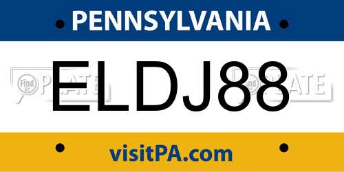 ELDJ88 Pennsylvania License Plate
