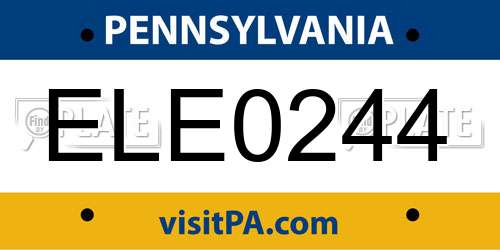 ELE0244 Pennsylvania License Plate