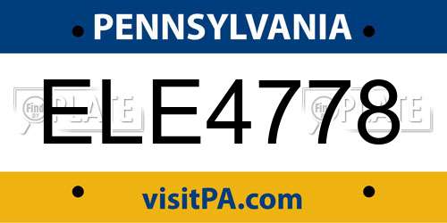 ELE4778 Pennsylvania License Plate