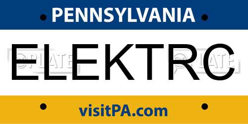 ELEKTRC Pennsylvania License Plate