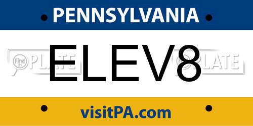 ELEV8 Pennsylvania License Plate