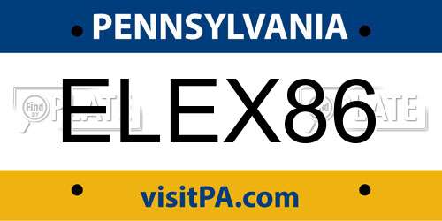 ELEX86 Pennsylvania License Plate