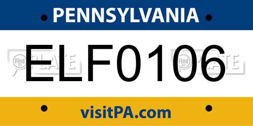 ELF0106 Pennsylvania License Plate