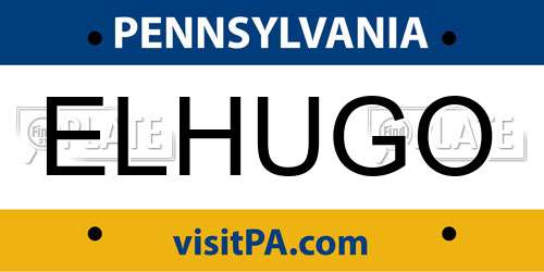 ELHUGO Pennsylvania License Plate