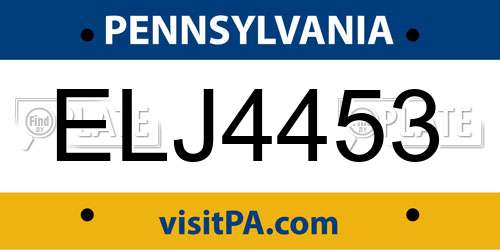 ELJ4453 Pennsylvania License Plate