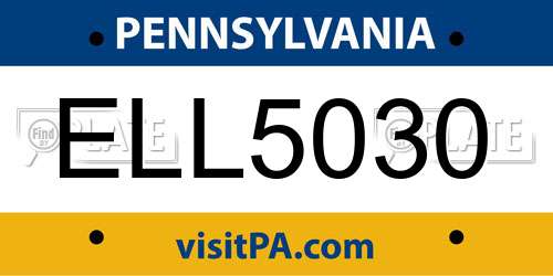 ELL5030 Pennsylvania License Plate