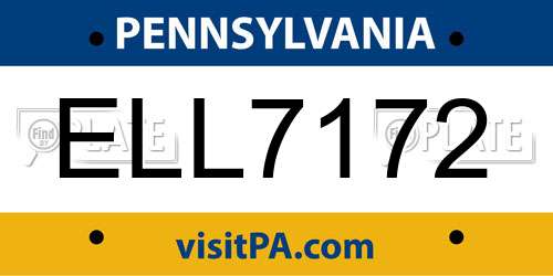 ELL7172 Pennsylvania License Plate