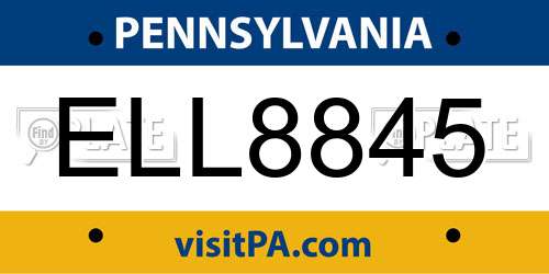 ELL8845 Pennsylvania License Plate