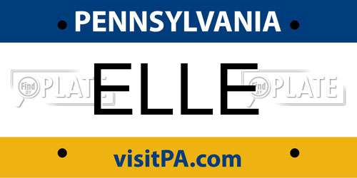 ELLE Pennsylvania License Plate