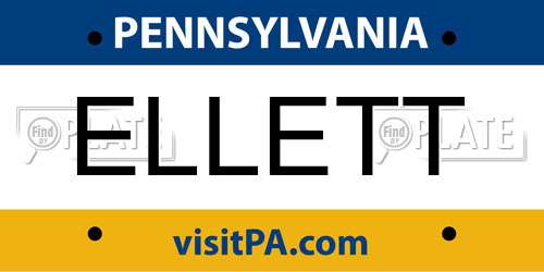 ELLETT Pennsylvania License Plate