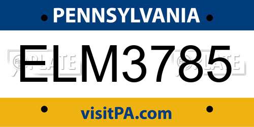 ELM3785 Pennsylvania License Plate