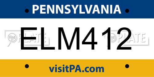 ELM412 Pennsylvania License Plate