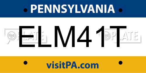 ELM41T Pennsylvania License Plate