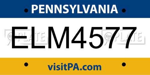 ELM4577 Pennsylvania License Plate