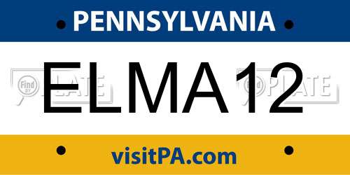 ELMA12 Pennsylvania License Plate