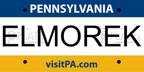 ELMOREK Pennsylvania License Plate