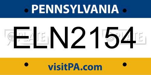 ELN2154 Pennsylvania License Plate