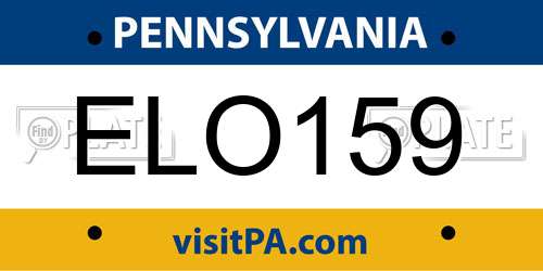 ELO159 Pennsylvania License Plate