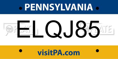 ELQJ85 Pennsylvania License Plate