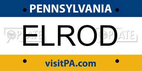 ELROD Pennsylvania License Plate