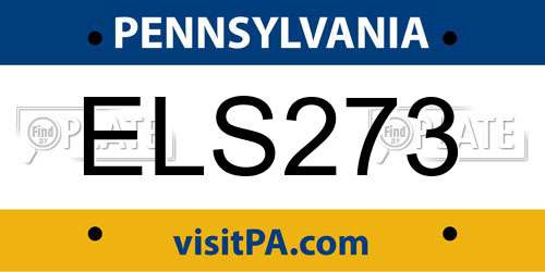 ELS273 Pennsylvania License Plate