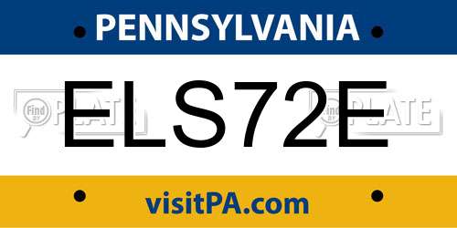 ELS72E Pennsylvania License Plate