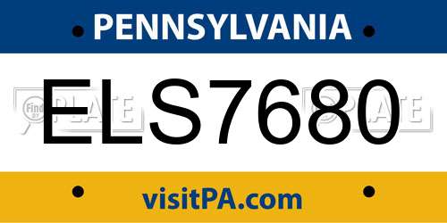 ELS7680 Pennsylvania License Plate