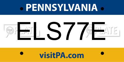 ELS77E Pennsylvania License Plate