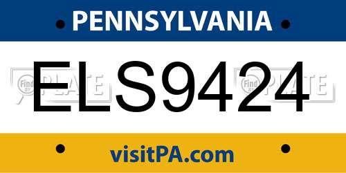 ELS9424 Pennsylvania License Plate