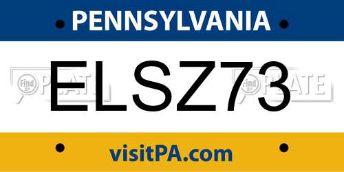 ELSZ73 Pennsylvania License Plate