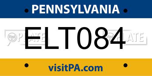 ELT084 Pennsylvania License Plate