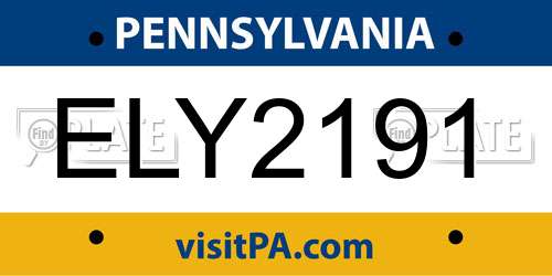ELY2191 Pennsylvania License Plate