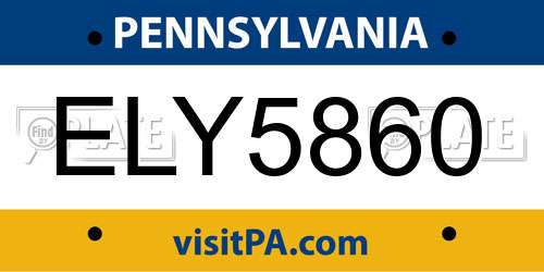 ELY5860 Pennsylvania License Plate