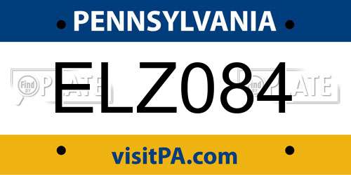 ELZ084 Pennsylvania License Plate