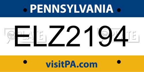 ELZ2194 Pennsylvania License Plate