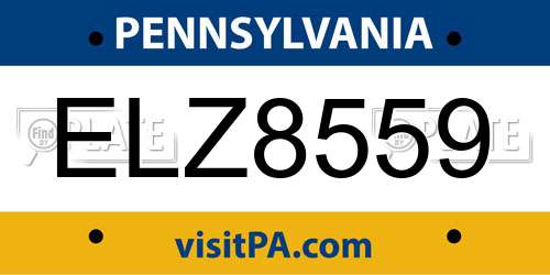 ELZ8559 Pennsylvania License Plate