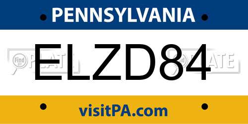 ELZD84 Pennsylvania License Plate